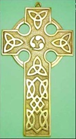 Image for Brass Celtic Wall Cross Flat Trinity, Medium