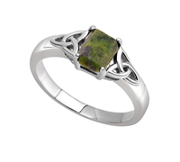 Image for Connemara Marble Sterling Silver Trinity Knot Ring