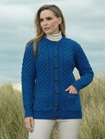 Aran Crafts The Curragh Traditional Lumber Cardigan, Marl Blue