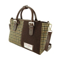 Image for Glen Appin Harris Tweed and Leather Olivia Panel Bag, Brown/Brown Dogtooth