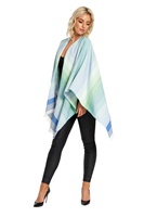 Image for Jimmy Hourihan Fringed Shawl in Summer Tones, Green/Blue