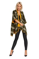 Image for Jimmy Hourihan Reversible Shawl in Plaid with Cuff Detail, Mustard Check