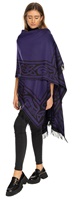 Image for Jimmy Hourihan Celtic Motif Fringed Shawl, Purple / Black