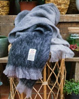 Image for Avoca Handweavers Mohair Throw in Charcoal Ombre 52x72