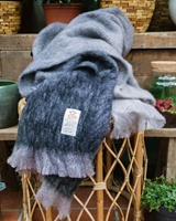 Avoca Handweavers Mohair Throw in Charcoal Ombre 52x72