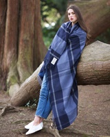 Image for Avoca Handweavers Cashmere Blend Throw, Navy Check