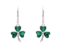 Image for Sterling Silver Shamrock Drop with Malachite Earrings