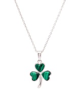 Image for Sterling Silver Shamrock with Malachite Pendant