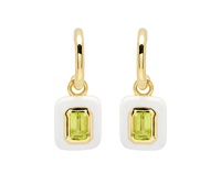 Image for 14kt Gold Vermeil Peridot/White Enamel Drop Earrings