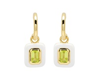 Image for 14kt Gold Vermeil Peridot/White Enamel Drop Earrings
