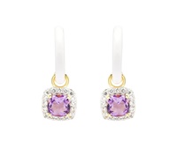 Image for 14kt Gold Vermeil Amythest/White Enamel Drop Earrings