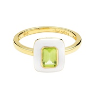 Image for 14kt Gold Vermeil Genuine Peridot/White Enamel Ring