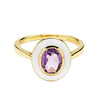 Image for 14kt Gold Vermeil Genuine Amythest/White Enamel Ring