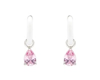 Image for Sterling Silver Pink CZ with White Enamel Drop Earrings