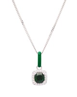 Image for Sterling Silver Green CZ with Green Enamel Necklace
