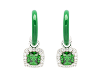 Image for Sterling Silver Green CZ with Green Enamel Drop Earrings
