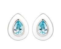 Image for Sterling Silver Aqua CZ with White Enamel Earrings