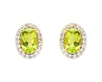 Image for 14kt Gold Vermeil Genuine Peridot Halo Earrings