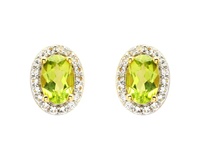 Image for 14kt Gold Vermeil Genuine Peridot Halo Earrings