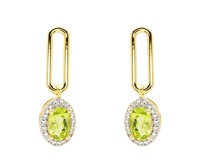 Image for 14kt Gold Vermeil Genuine Peridot Halo Drop Earrings