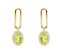 14kt Gold Vermeil Genuine Peridot Halo Drop Earrings