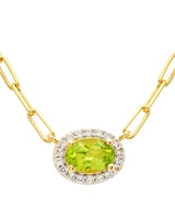 Image for 14kt Gold Vermeil Genuine Peridot Halo Necklace