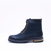 Image for Islander Mens Huntsman Boots with HARRIS TWEED - Navy