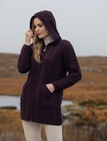 Image for Aran Crafts Hooded Zip Coat, Damson