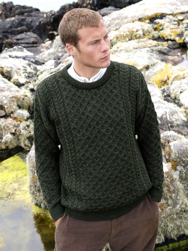 Unisex Merino Wool Aran Sweater - Natural