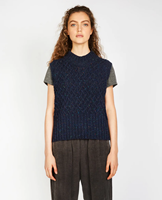 Ballybricken Trellis Irish Cropped Ladies Top Vest, Navy