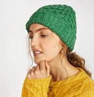 Image for 100% Merino Wool Aran Hat, Green Marl