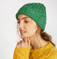 Image for 100% Merino Wool Irish Aran Hat, Green Marl