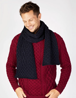 Image for 100% Merino Wool Aran Scarf, Navy