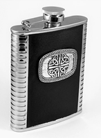 Image for Leather Bound Drinks Flasks with Pewter Celtic Design, T4