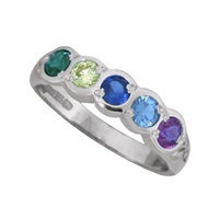 Image for Sterling Silver Family Colors 5 Stone Ring