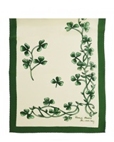 Image for Patrick Francis Ireland Shamrock Sprig Silk Scarf, Cream/ Green