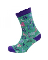 Image for Book Of Kells Celtic Alphabet Ladies Sock, Green/ Pink