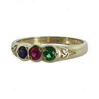 Image for 14K Gold 3 Stone Family Colors Ring