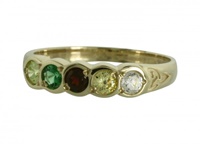 Image for 14K Gold 5 Stone Family Colors Ring
