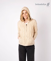 Image for Ash Aran Zipped Hooded Sweater by Irelands Eye, Oatmeal
