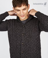 Image for Woodford Aran Irish Cardigan Sweater, Anthracite