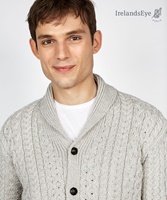 Woodford Aran Irish Cardigan Sweater, Silver Marl