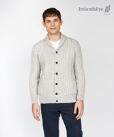Image for Woodford Aran Irish Cardigan Sweater, Silver Marl