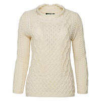Spindle Aran Cable Neck Sweater, Natural