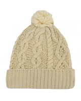 Image for Patrick Francis Aran Knit Pom Pom Hat, Cream
