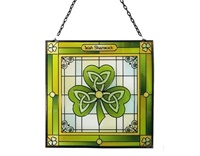 Image for Celtic Reflections Irish Shamrock 16 cm Stained Square Glass Panel
