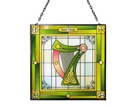 Celtic Reflections Irish Harp 16 cm Square Stained Glass Panel