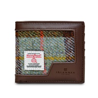 Image for Islander Mens Wallet with HARRIS TWEED - Chestnut and Blue Tartan