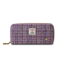 Image for Islander Long Rectangular Purse with HARRIS TWEED - Violet Mini Dogtooth