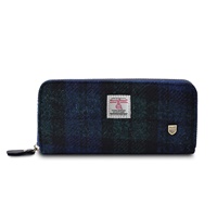 Islander Long Rectangular Purse with HARRIS TWEED - Black Watch Tartan